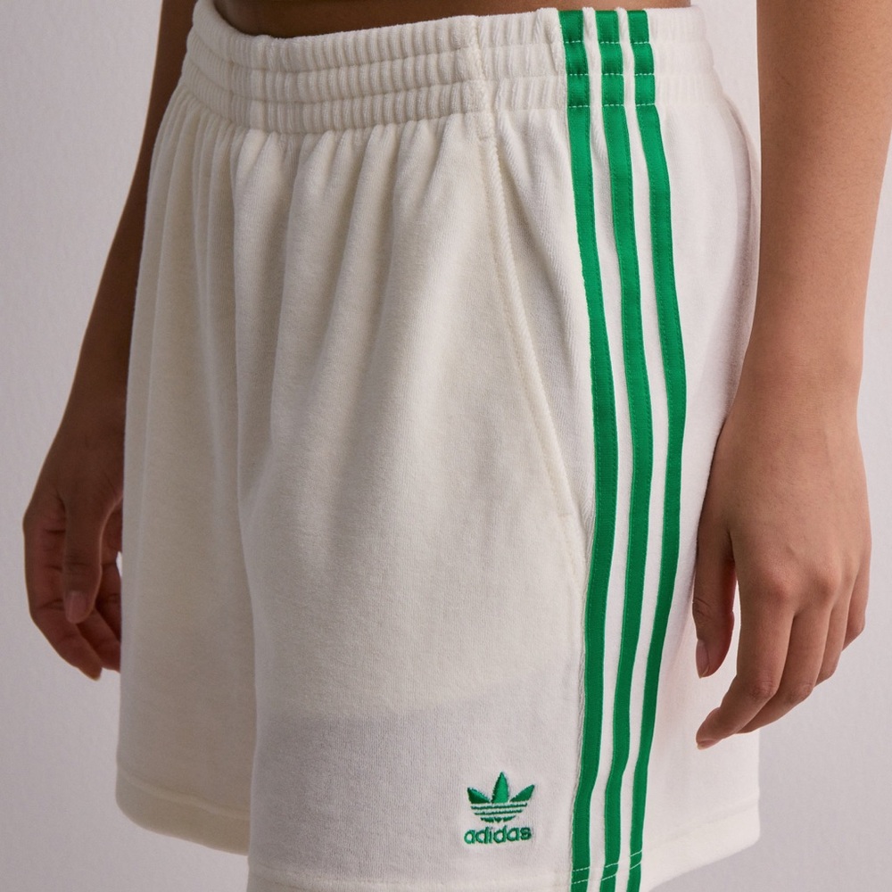 Adidas Women's Athletic Shorts in White and Green - Picture 2 of 5
